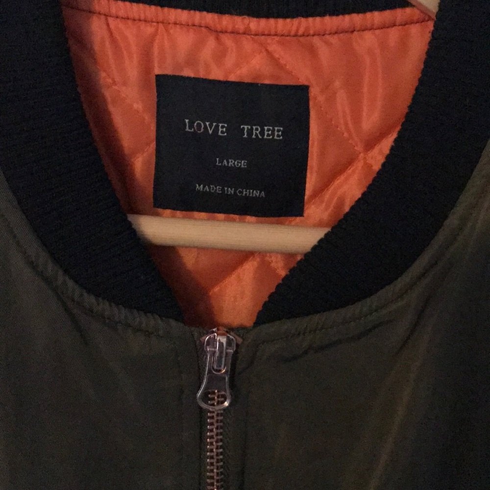 Love Tree bomber jacket green rose gold zippers - Picture 2 of 4